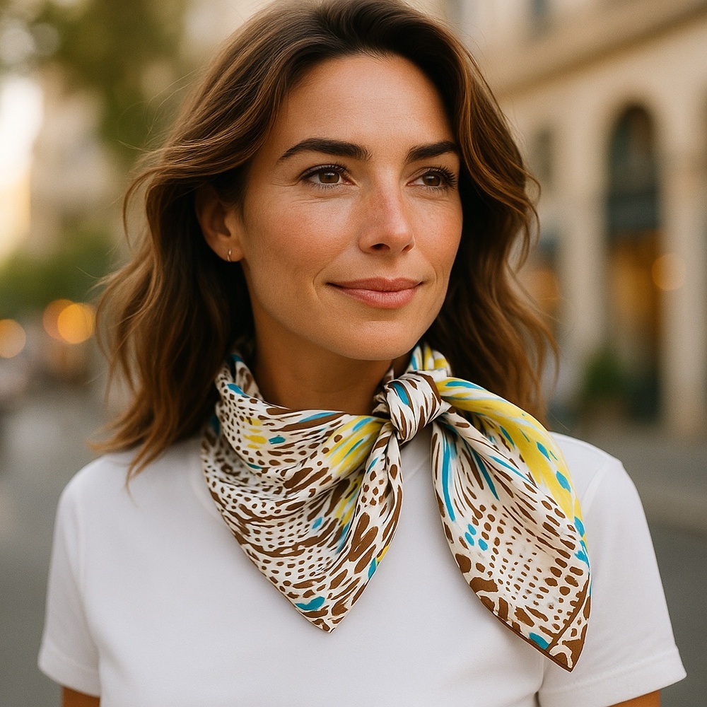 NWT SILKLETTE Abstract Print 100% Fine Silk Kerchief Scarf